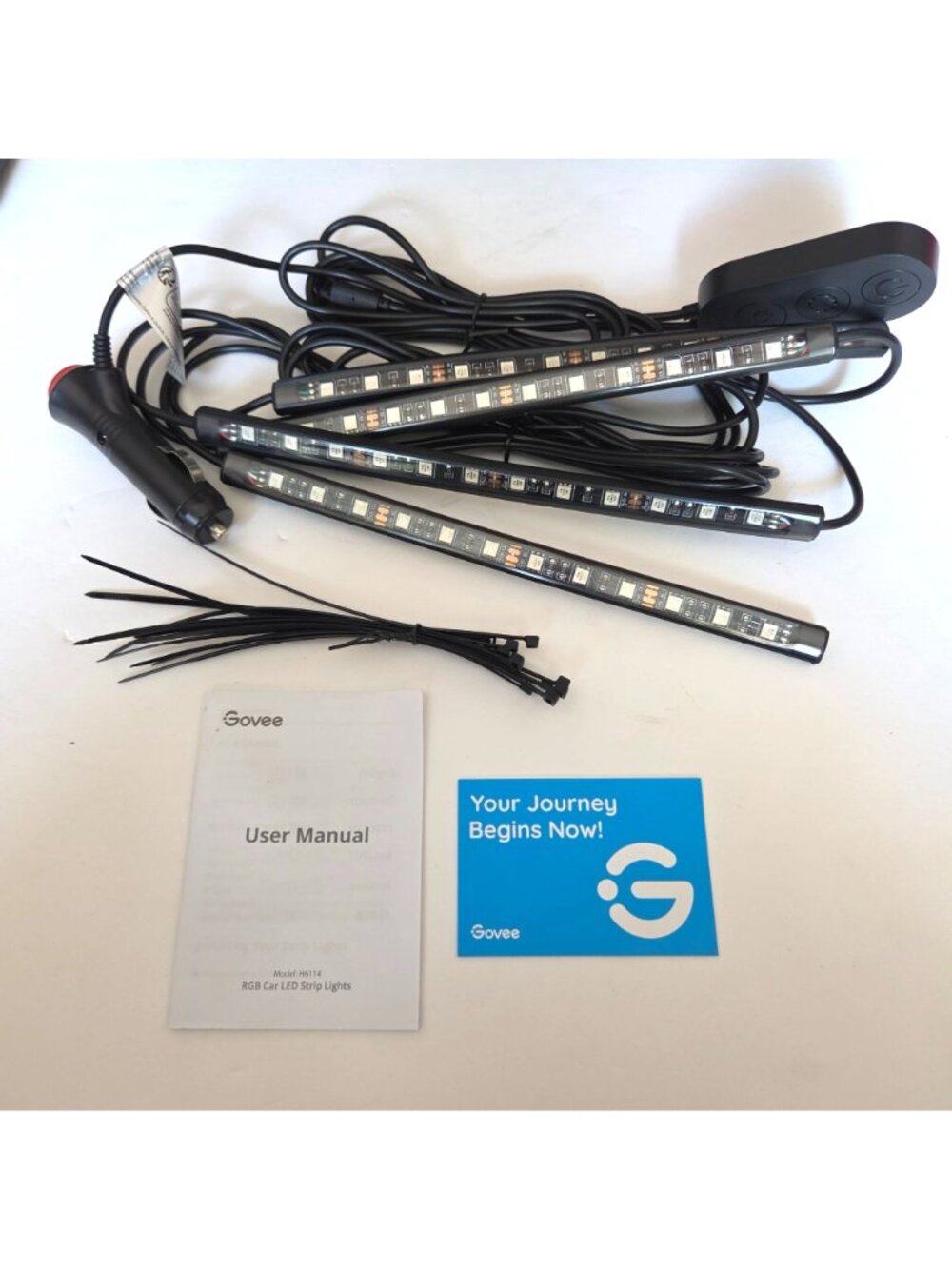 Govee RGB Car LED 4 Pc Strip Interior Lighting Kit Remote Control Multi-Color - Picture 2 of 7